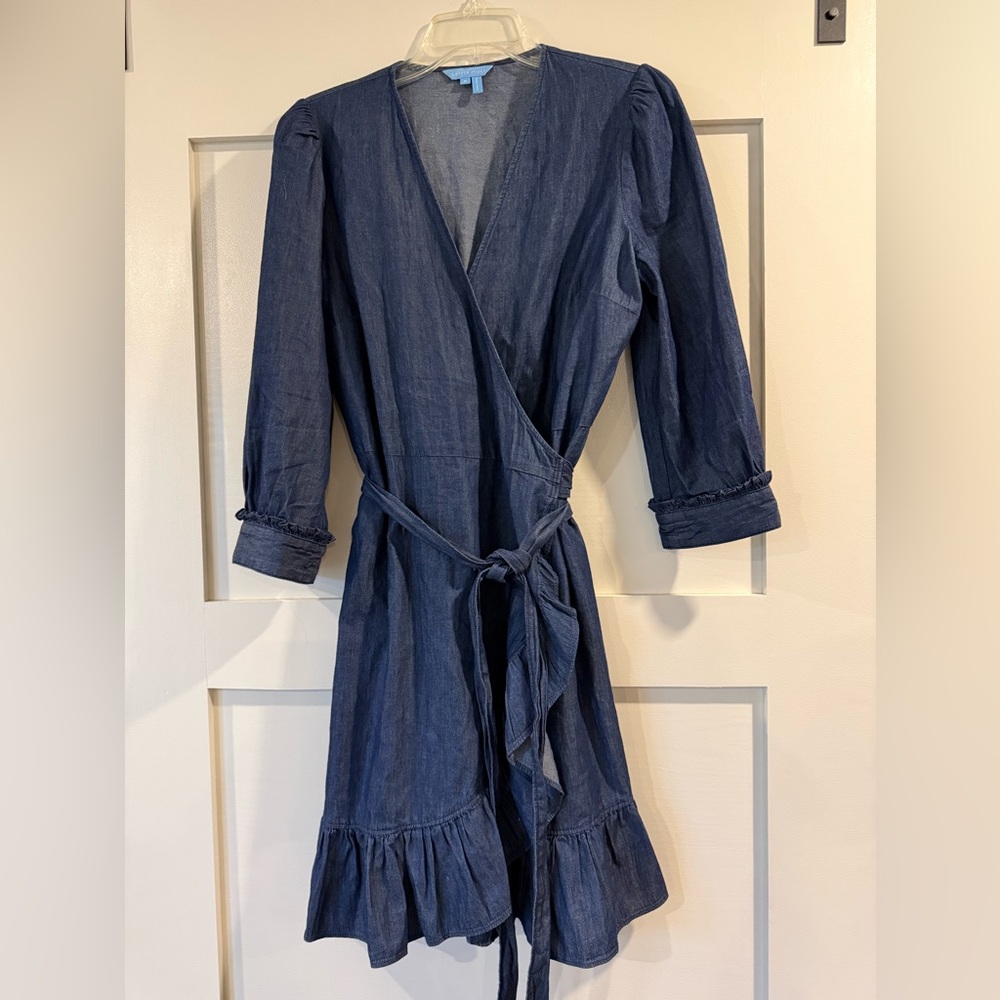 Blue Denim Wrap Dress